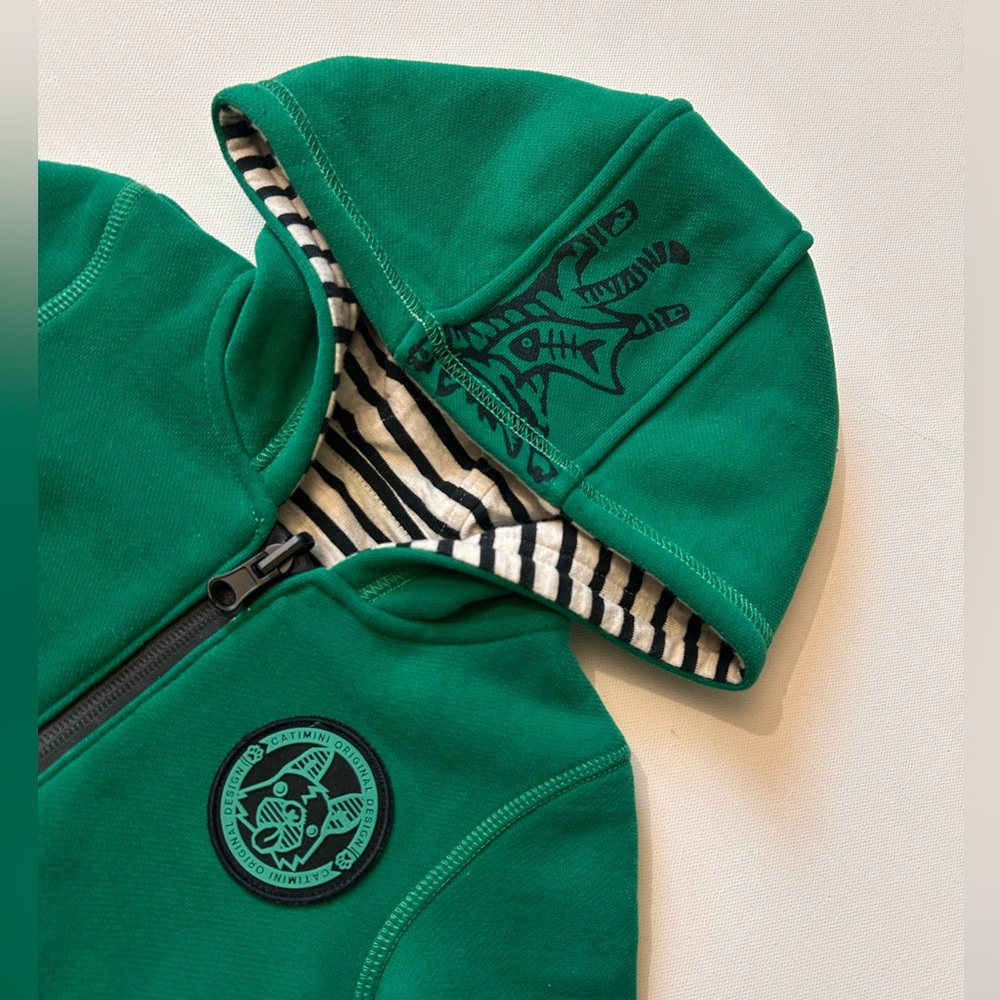 CATIMINI Boy’s Reversible Full Zip Hoodie Sweater Sz 18 Months Dog Logo Fish - Picture 2 of 12